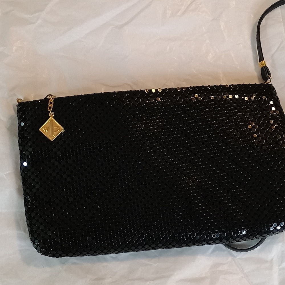 Whiting and Davis Vintage black crossbody purse mesh style bag - Picture 4 of 4